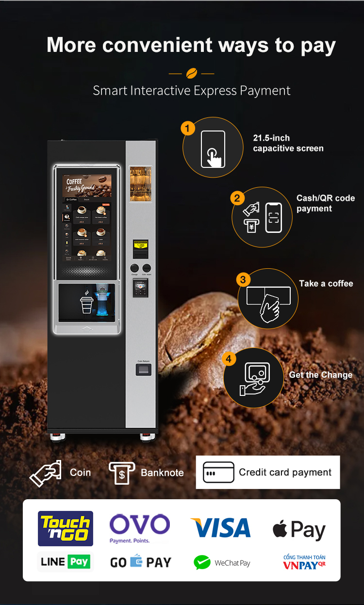 Commercial Coffee Vending Machine — 22" Touchscreen, 180–320 Cups