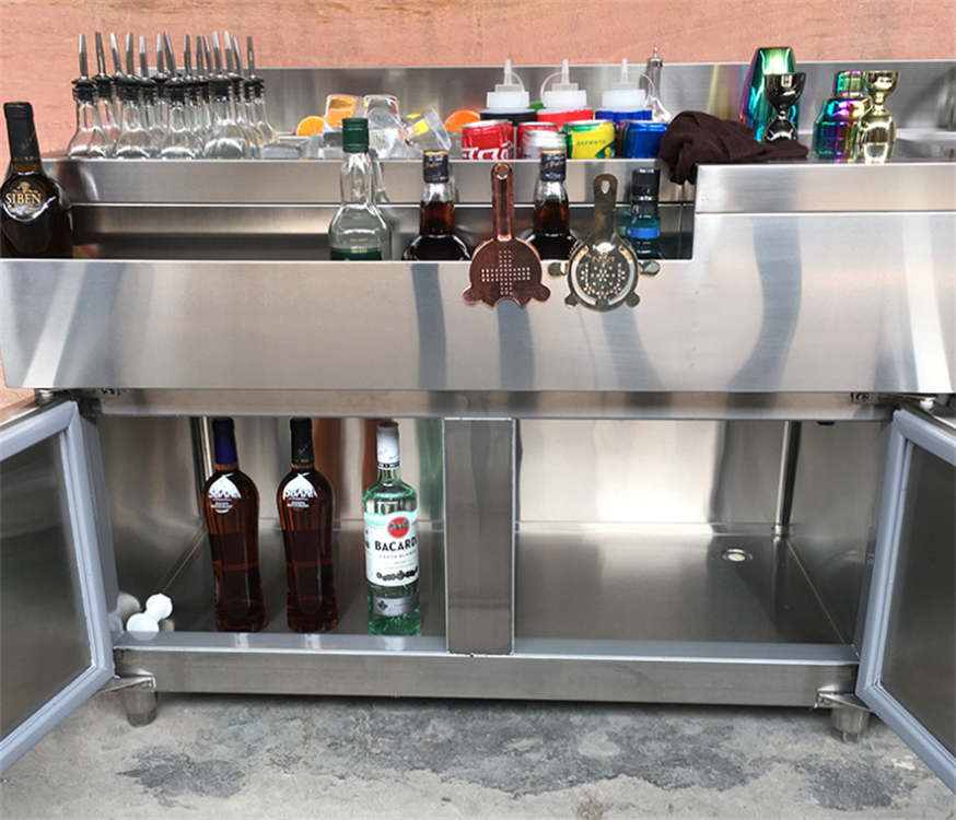 Stainless Steel Outdoor Mobile Bar Counter — Cocktail Station