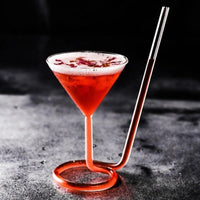 Cocktail Glass with Built-In Straw — Hand-Blown image preview