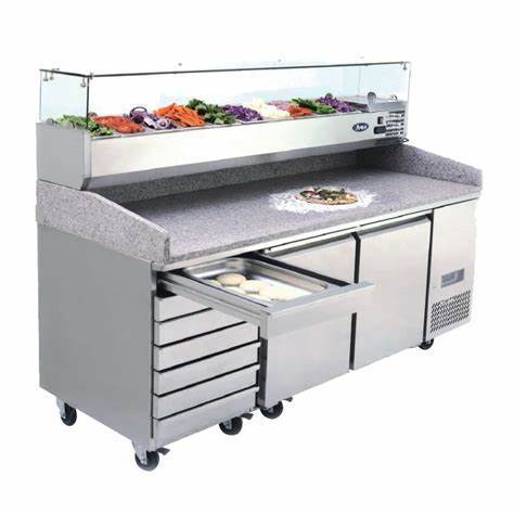Refrigerated Prep Pizza Counter — 2-Door with Drawers