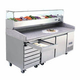 Refrigerated Prep Pizza Counter — 2-Door with Drawers