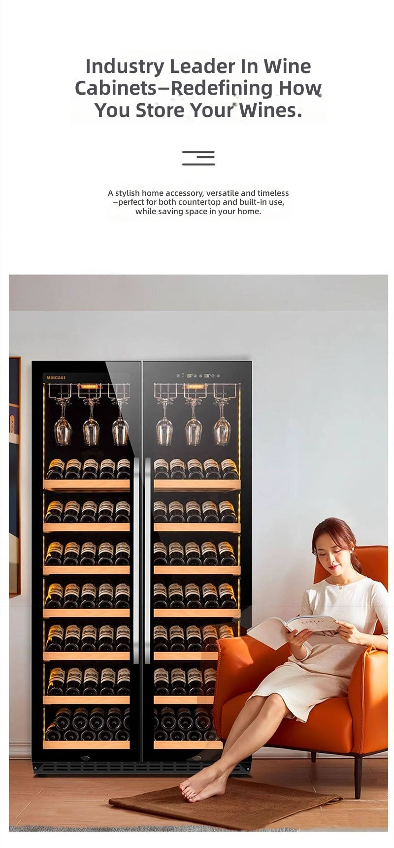Constant-Temperature Double-Door Wine Cabinet with Built-In Ice Bar