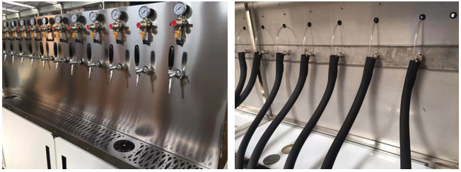 12-Tap Wall-Mounted Draft Beer Cooler with Rinsers
