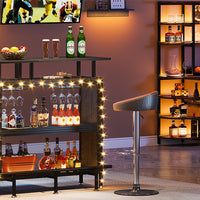 L-Shaped Corner Home Bar Cabinet with Storage &amp; Stemware Racks image preview