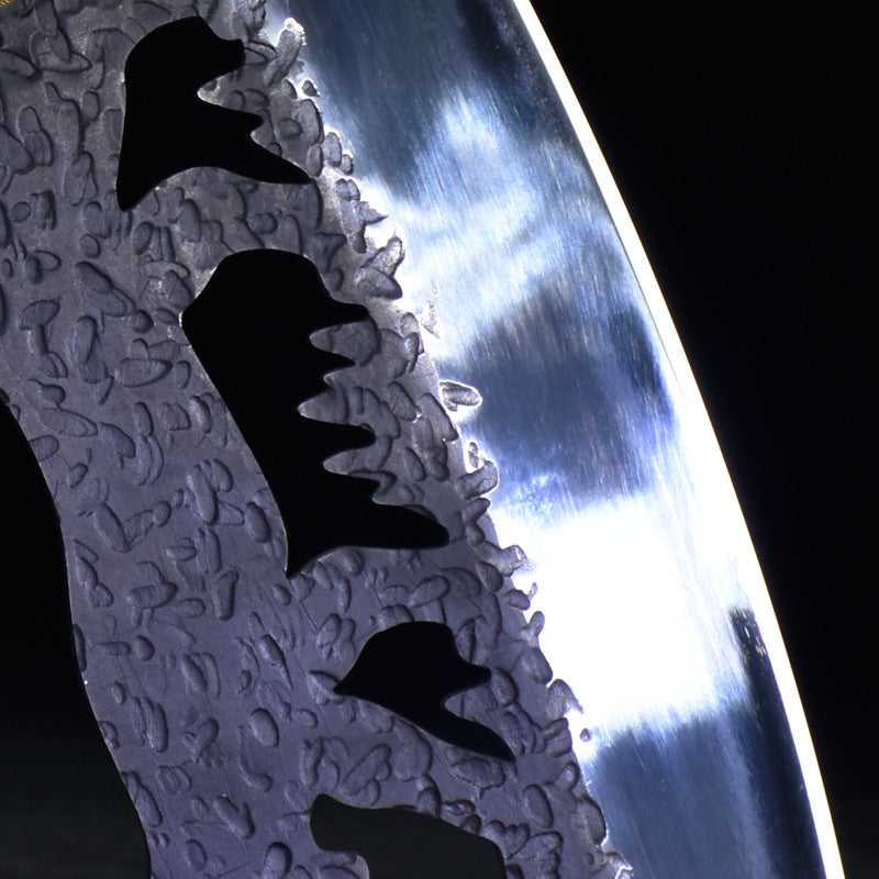 Sandblasted Leopard Cleaver Knife — Hand-Forged High-Manganese Steel