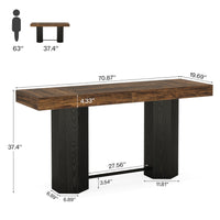 Counter-Height Rectangular Bar Table with Metal Footrest — 71" Long image preview
