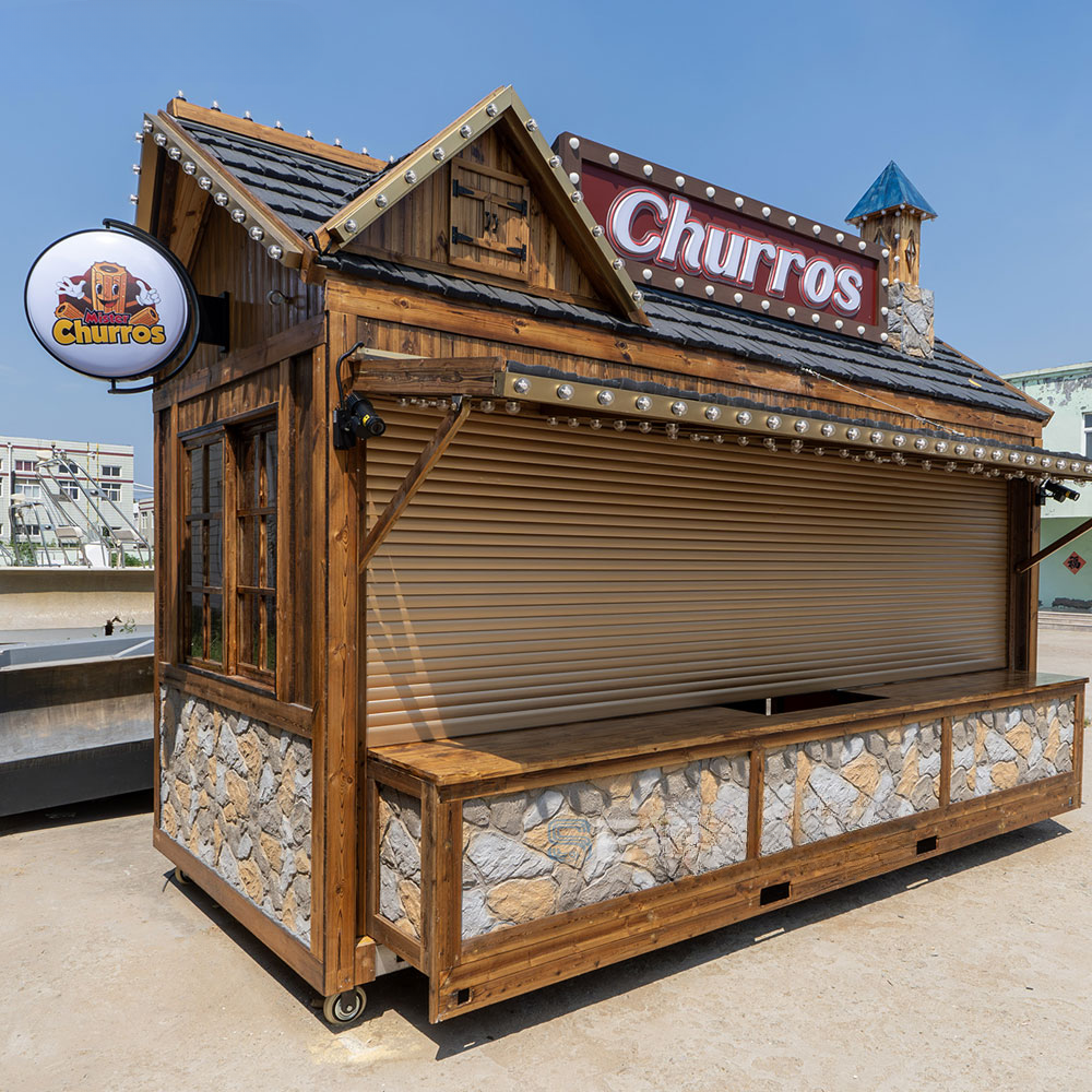 Vintage Wooden Churro Food Trailer — Mobile Vending Cart