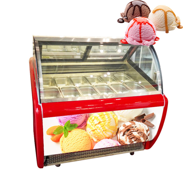 Commercial Gelato Display Freezer — Glass-Front Ice Cream Showcase