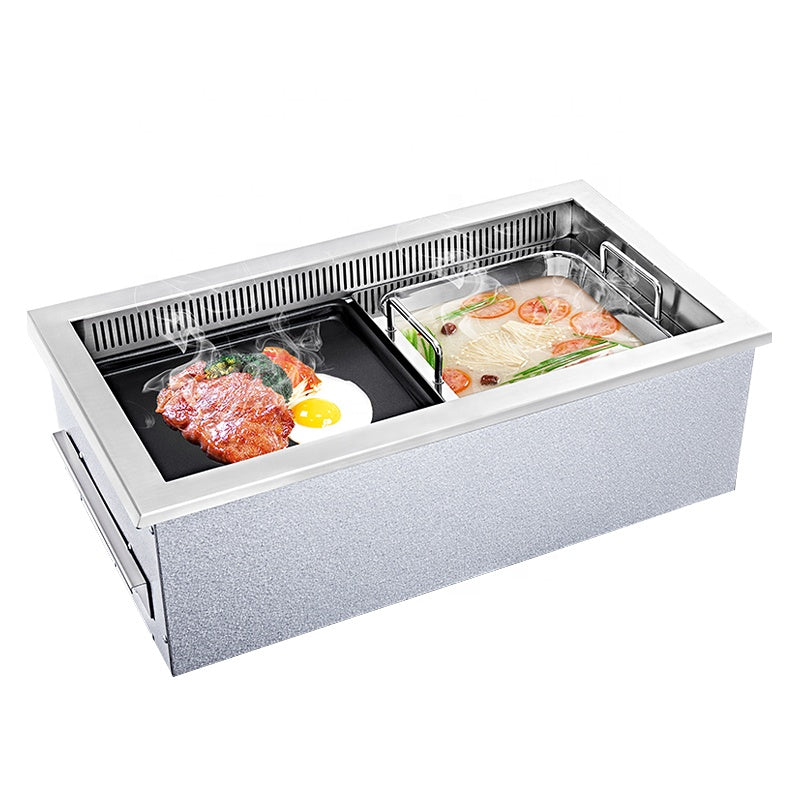 Commercial Electric Hot Pot & BBQ Grill Table — 2-in-1