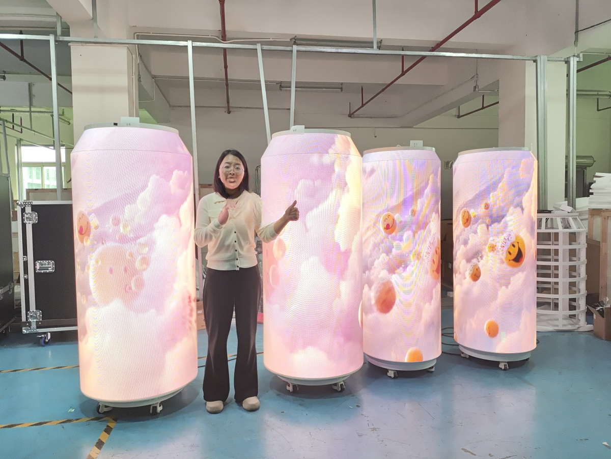 Cylindrical Can-Shaped LED Display — Custom Digital Signage Column