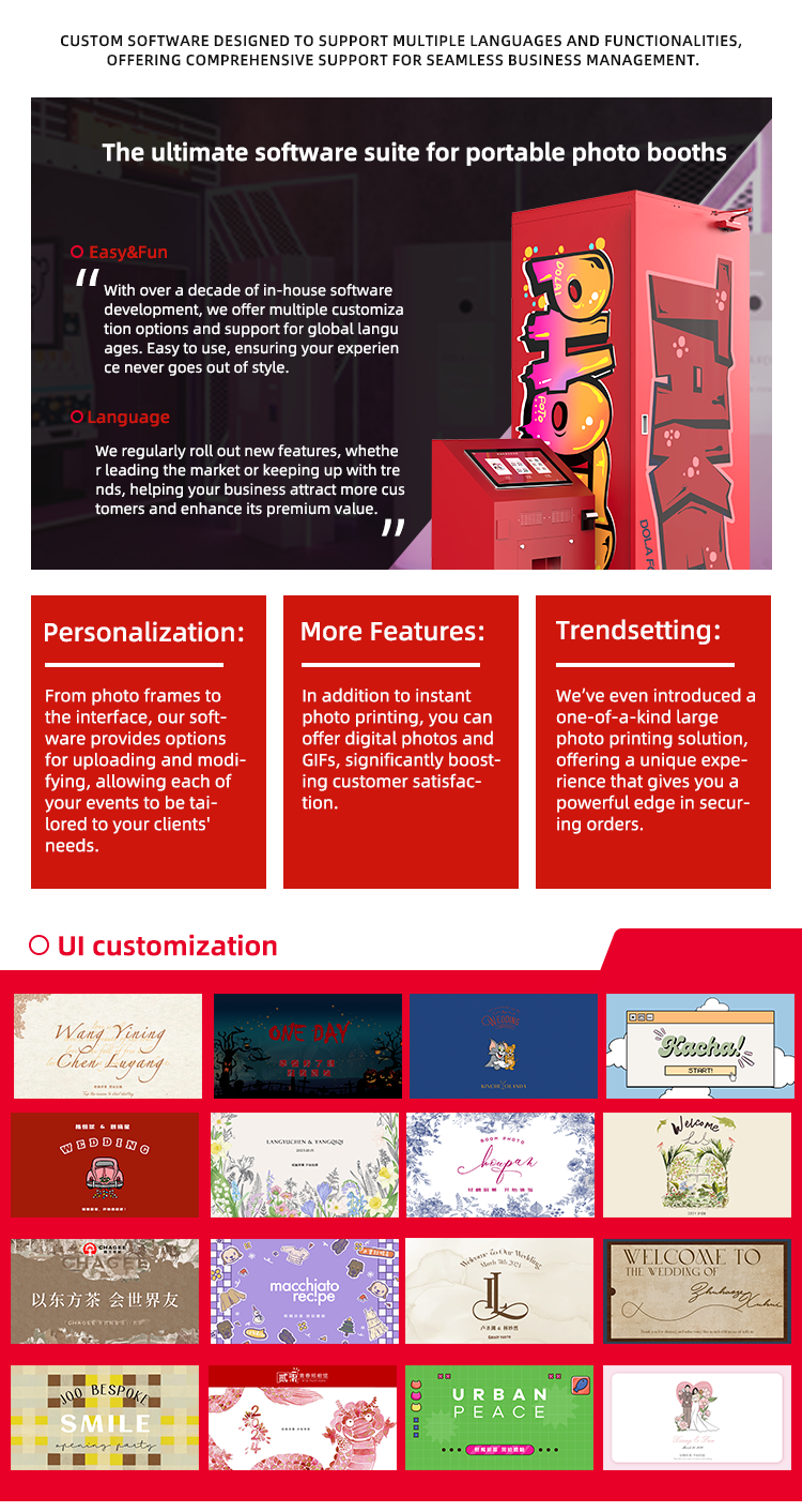 Commercial Selfie Photo Booth Machine — Touchscreen with Instant Print