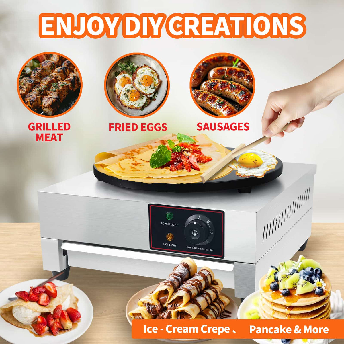 Commercial Electric Crepe Maker — Single Plate