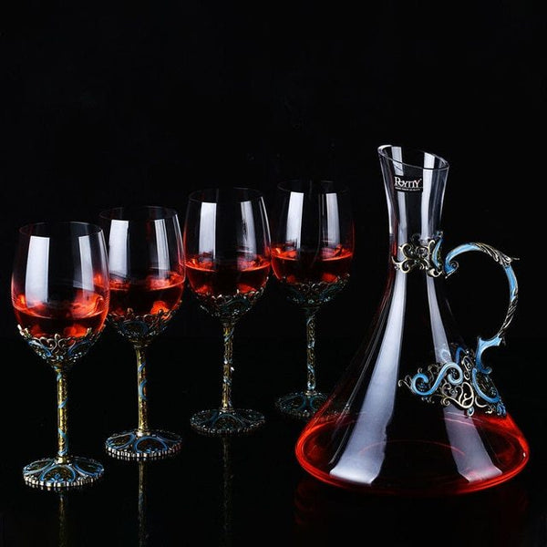 Retro-Style Wine Glass and Decanter Gift Set