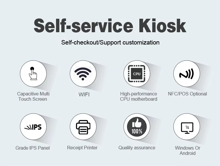 Self-Service Payment Kiosk — HD Touchscreen with Ticket Printer