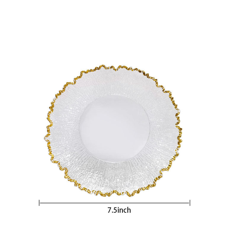 Clear Sunflower Charger Plate with Gold Rim