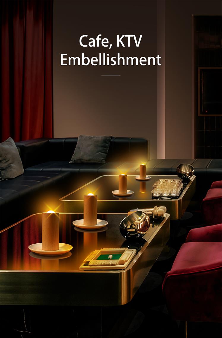 Rechargeable Wooden Flameless LED Candle Lamp — Warm White