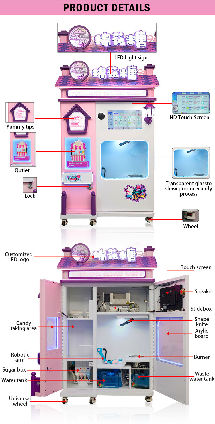 Automatic Cotton Candy Vending Machine — Touchscreen, Self-Serve