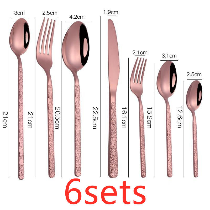 Embossed Stainless Steel Cutlery Set — 7-Piece