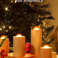 Rechargeable Wooden Flameless LED Candle Lamp — Warm White image preview
