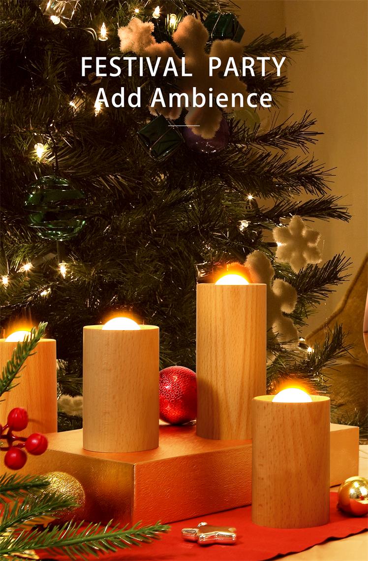 Rechargeable Wooden Flameless LED Candle Lamp — Warm White