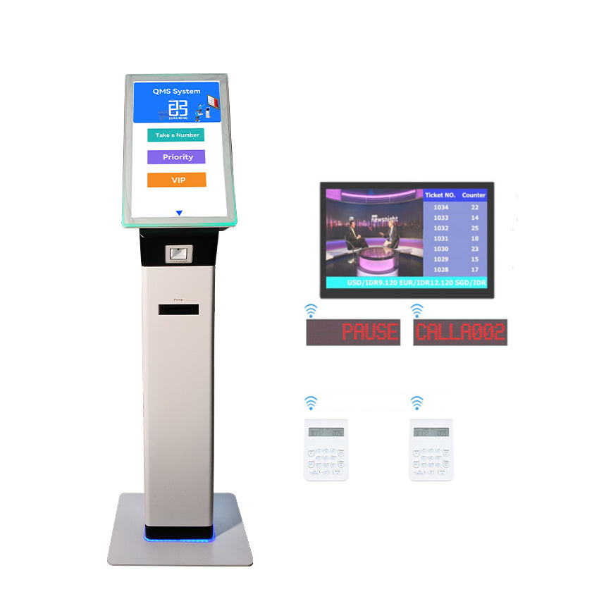 Touch Screen Queue Management Kiosk — Self-Service Ticket Dispenser