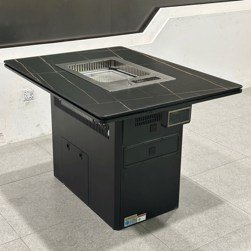 Smokeless Hot Pot & BBQ Dining Table — Stainless Steel