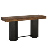 Counter-Height Rectangular Bar Table with Metal Footrest — 71" Long