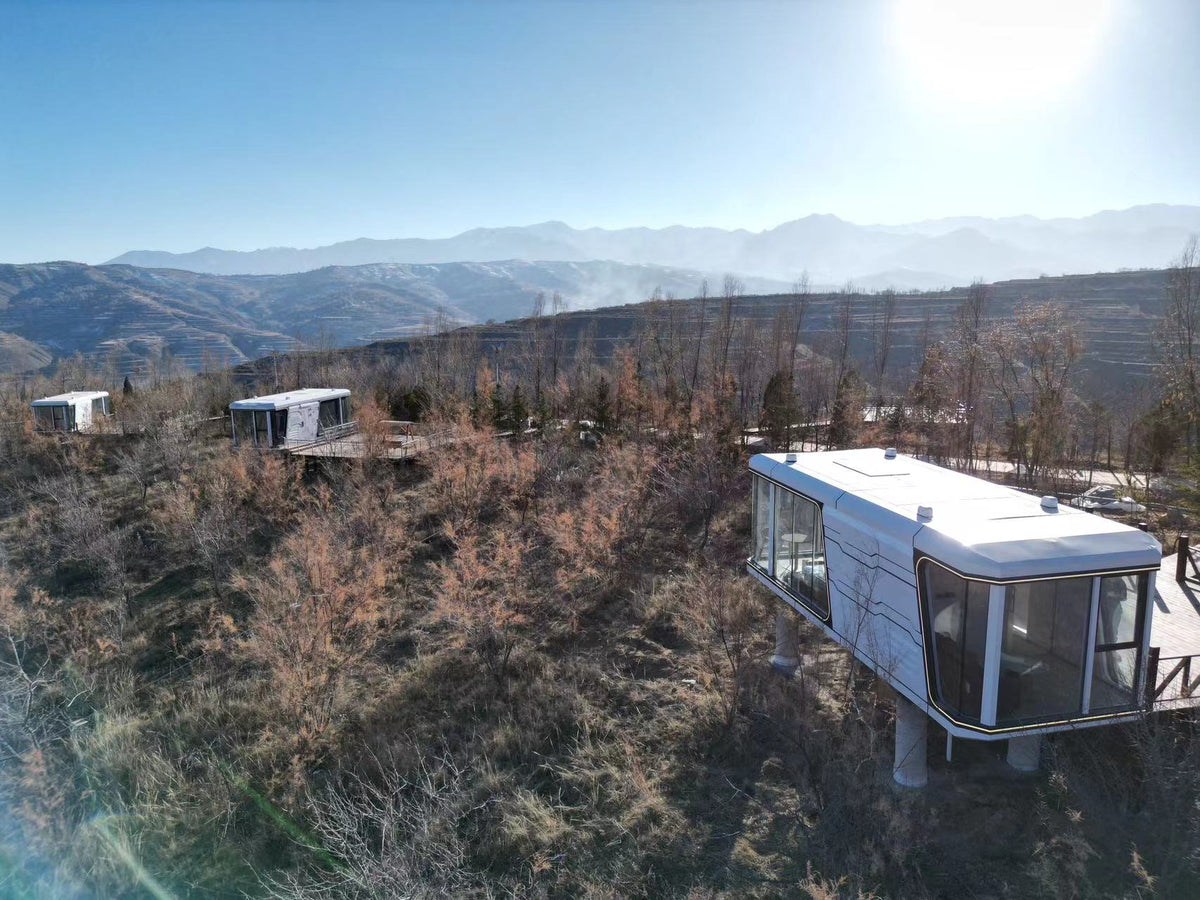 Modular Poolside Cabin — Solar Glamping Studio Unit