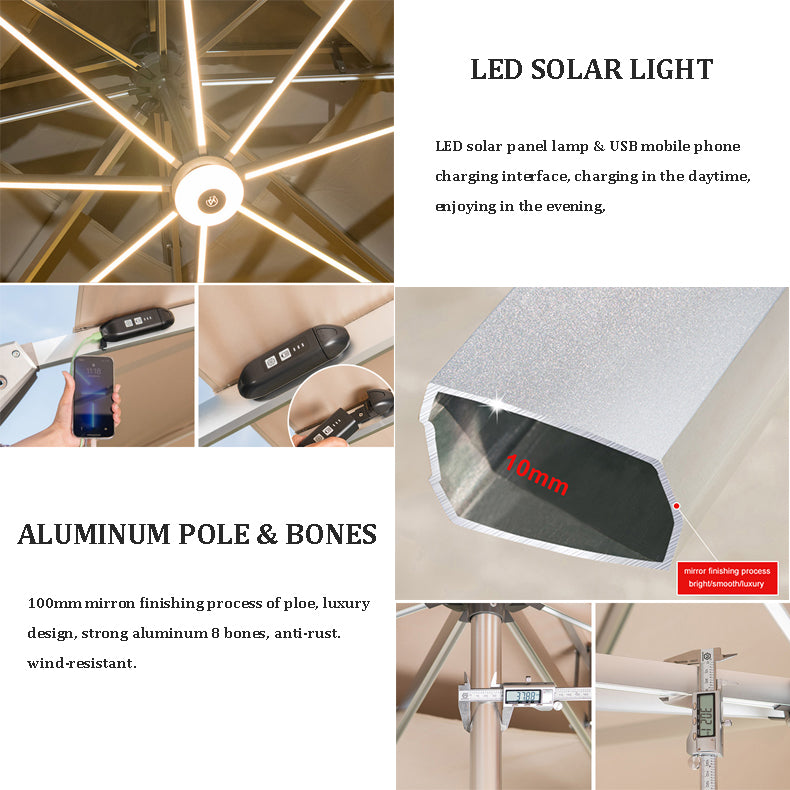 Cantilever Patio Umbrella — Aluminum LED Offset Parasol