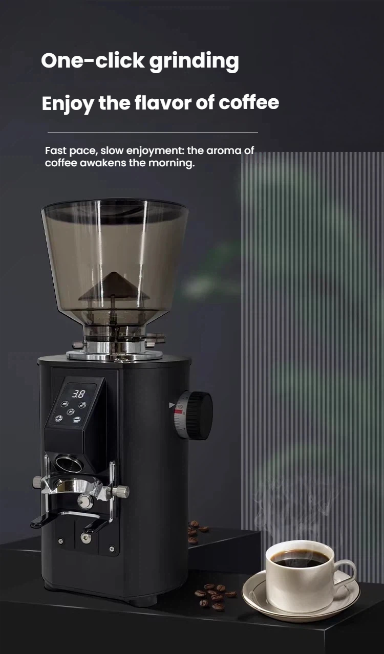 Commercial Electric Coffee Grinder — 64mm Flat Burr, Stepless Adjustment