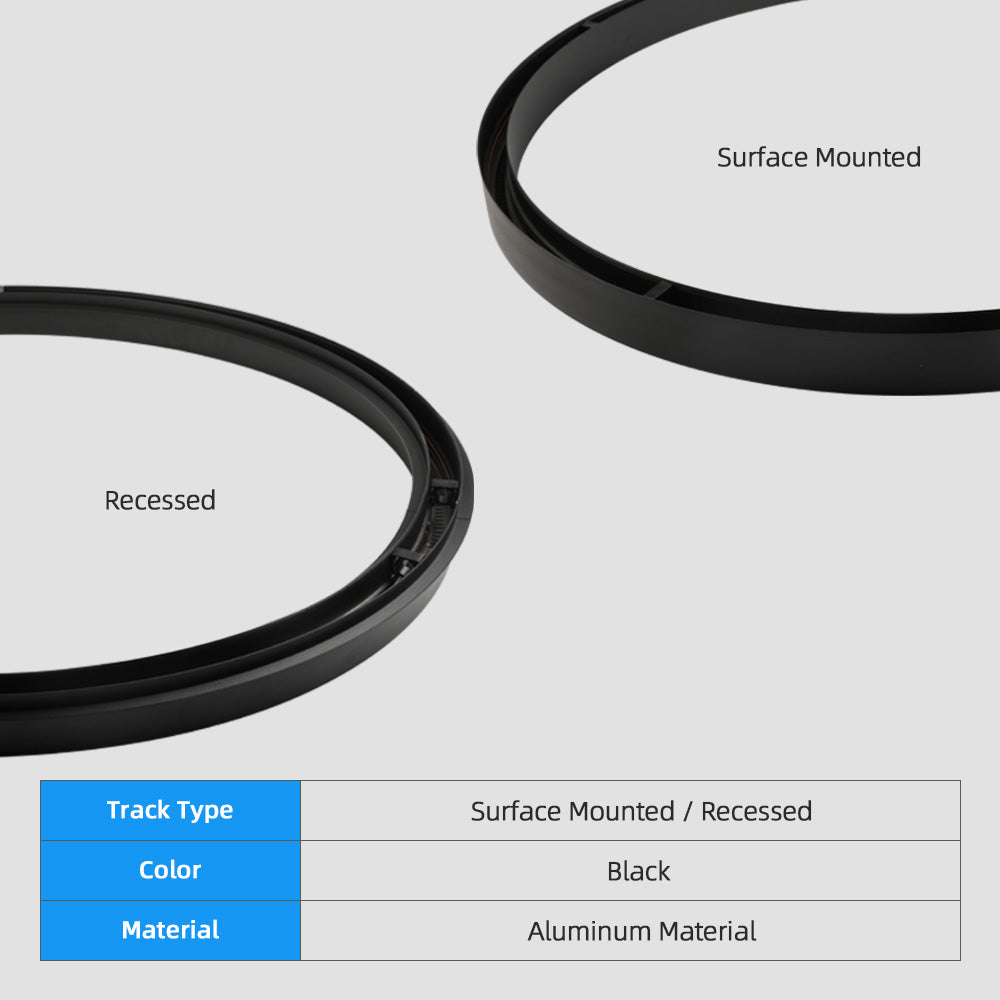 Circular Magnetic LED Track Light System — 48V, Dimmable