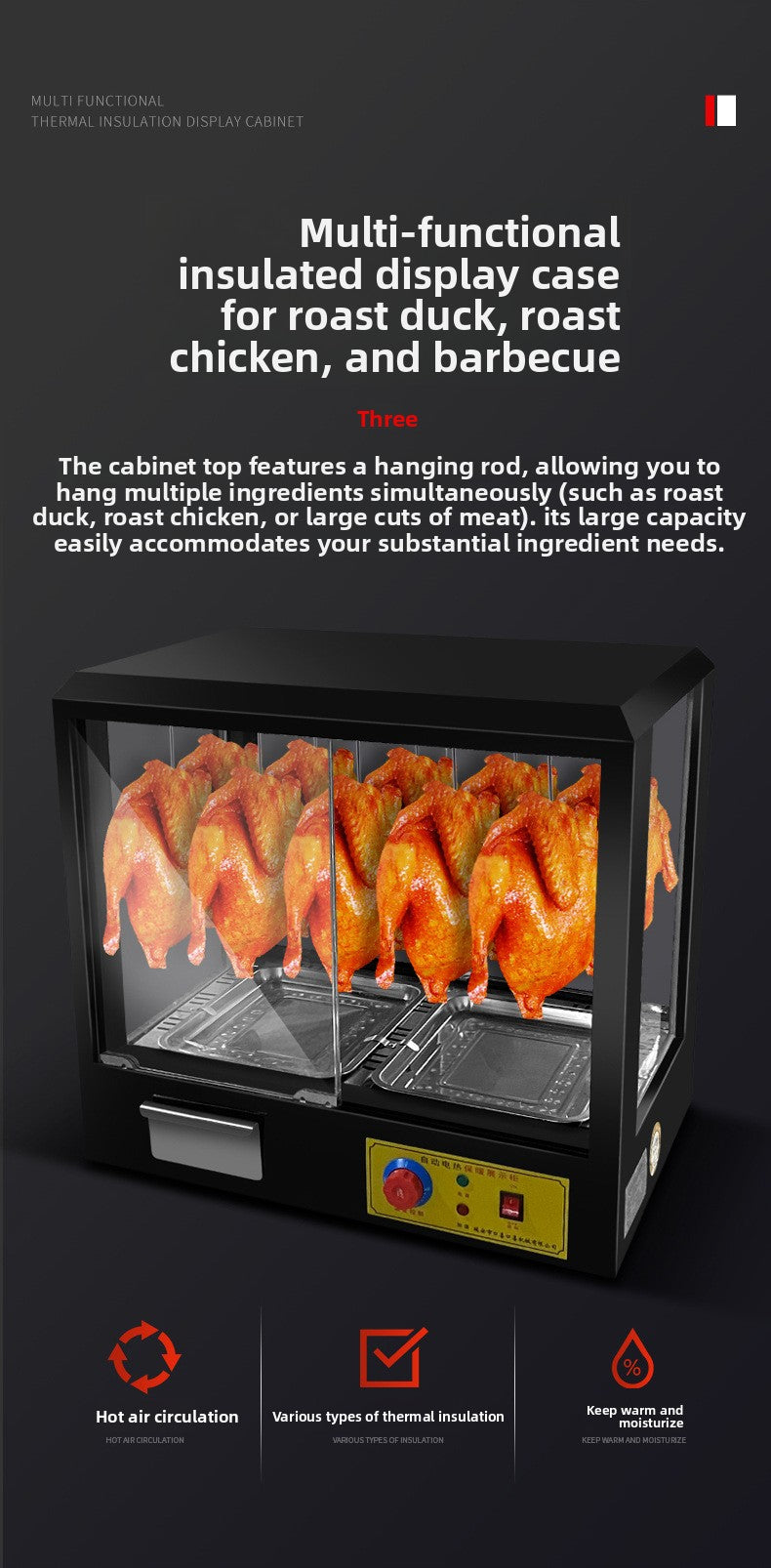 Commercial Heated Duck & Roast Meat Display Cabinet — Countertop