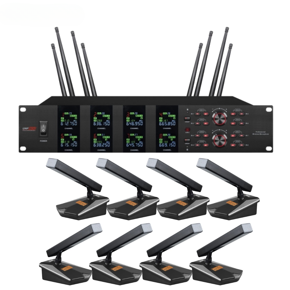 Wireless Digital Conference System — 8-Mic Discussion & Interpretation