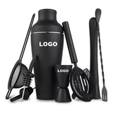 Matte Black Boston Cocktail Shaker Set — 8-Piece Bartender Kit