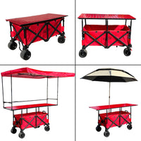 Folding Vending Cart with Adjustable Tabletop &amp; Umbrella Canopy image preview