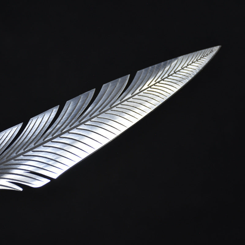 Hand-Forged Feather Pattern Chef Knife