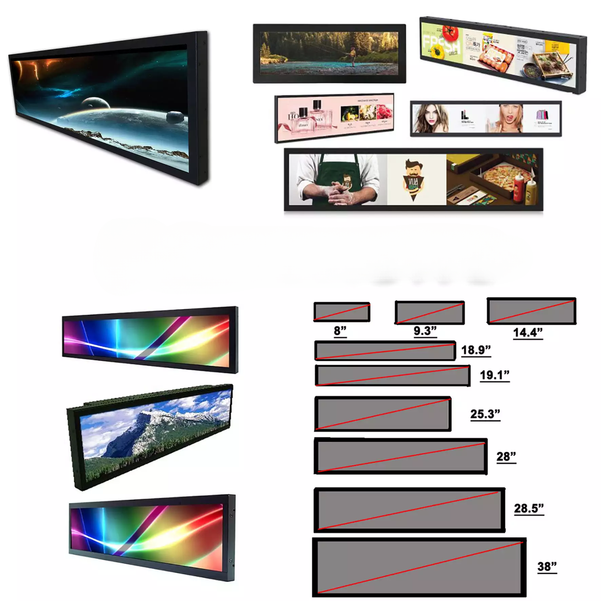 Ultra-Wide Stretch Bar LCD Digital Shelf-Edge Display