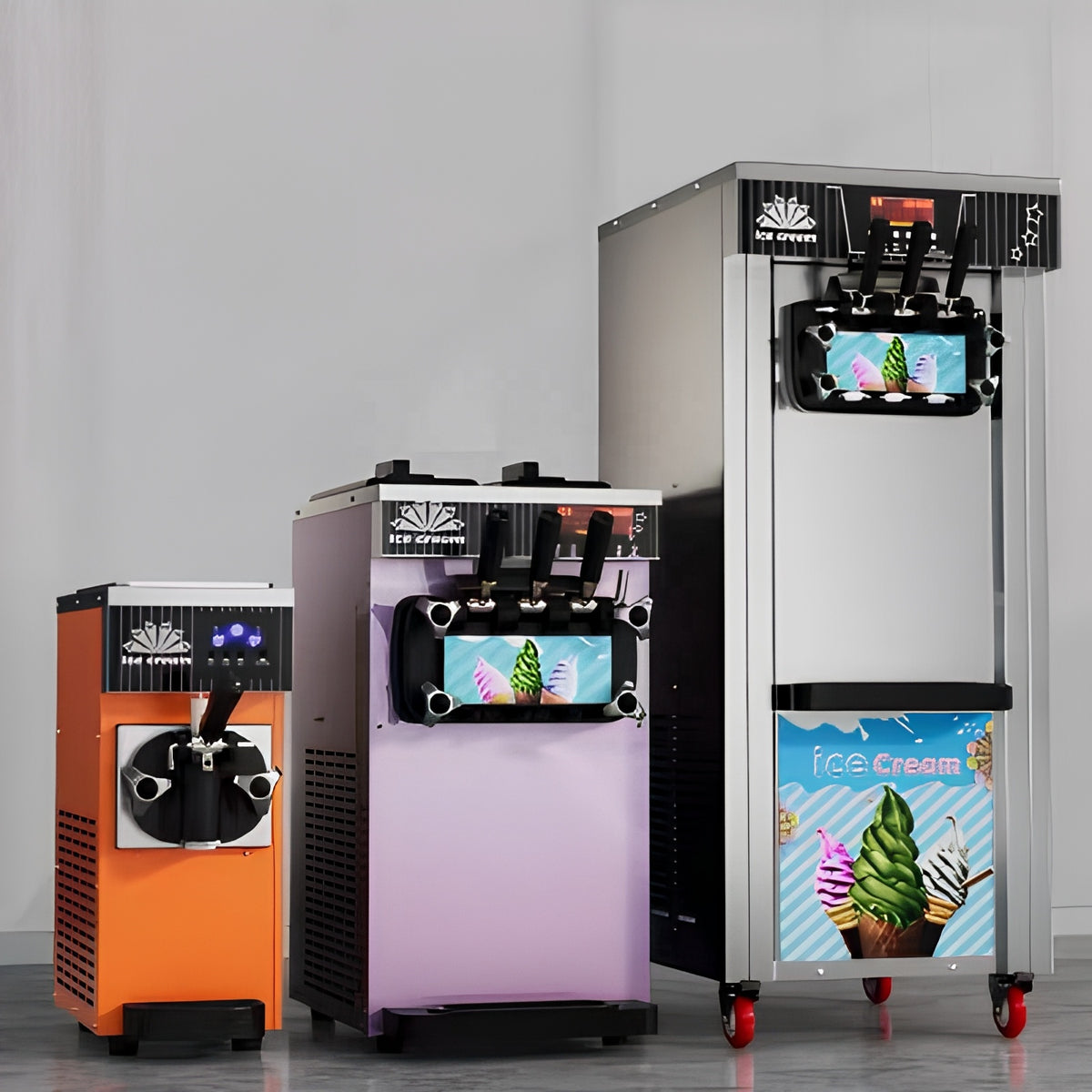 Commercial Soft Serve Ice Cream Machine — 3 Flavors, Stainless Steel