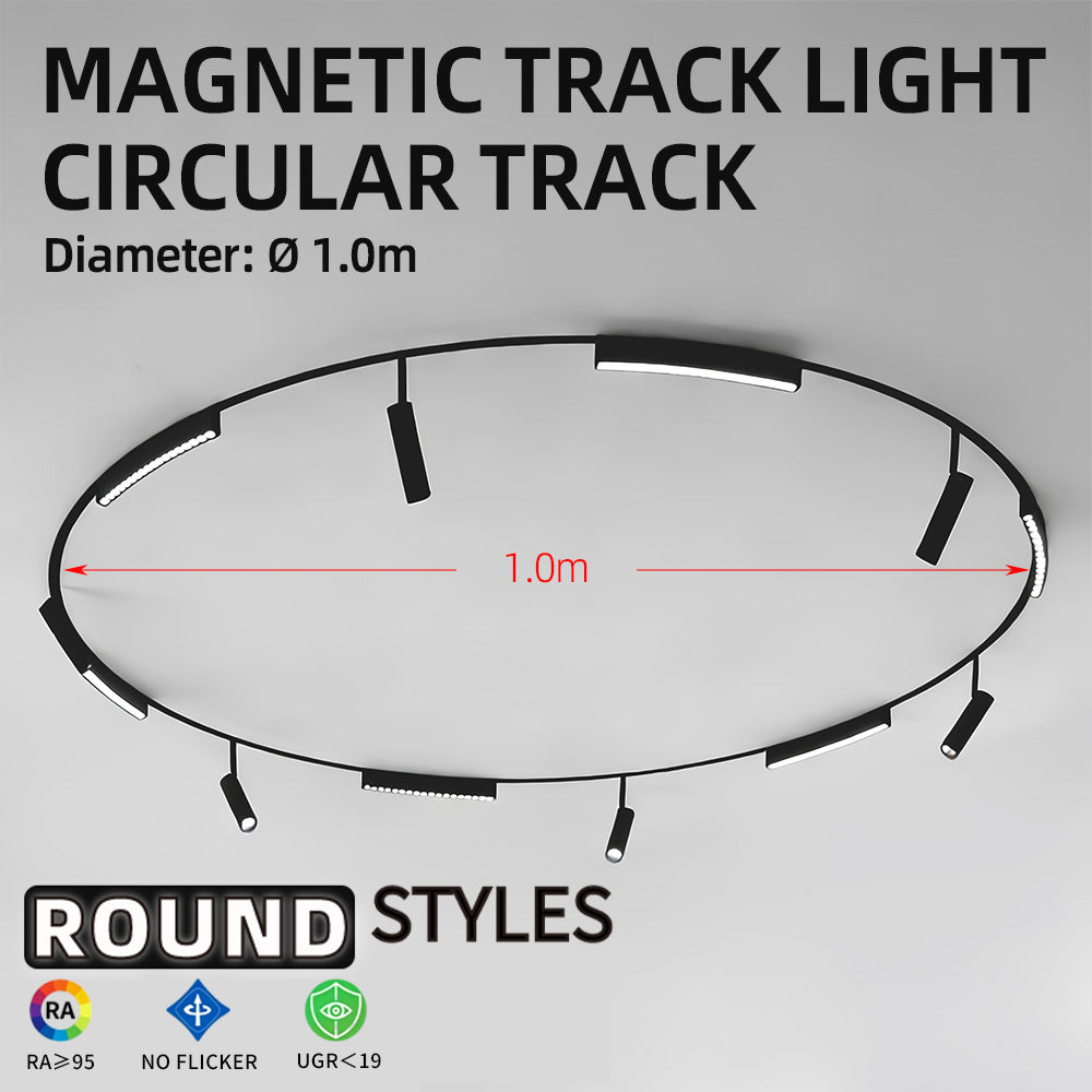 Circular Magnetic LED Track Light System — 48V, Dimmable