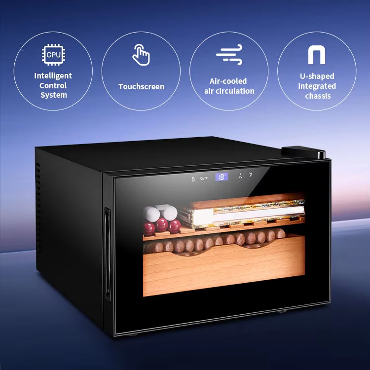 Armario humidor termoeléctrico para puros — 25 L, puerta de cristal