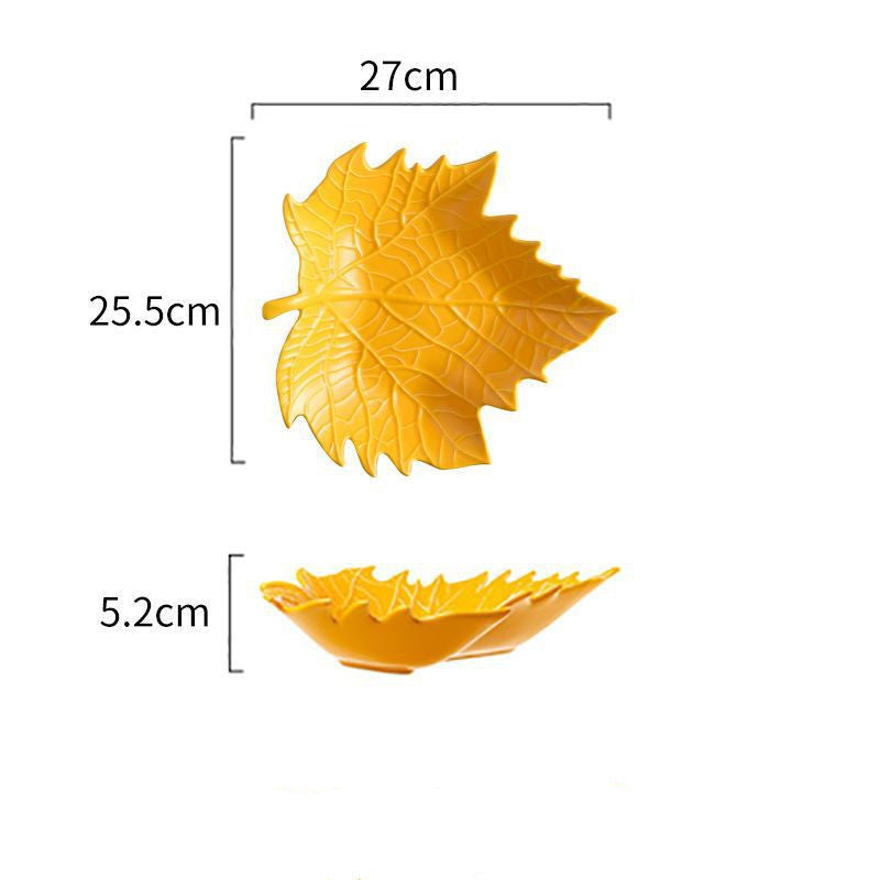 Maple Leaf & Eucalyptus Ceramic Plate Collection, diameter 18–18.9cm