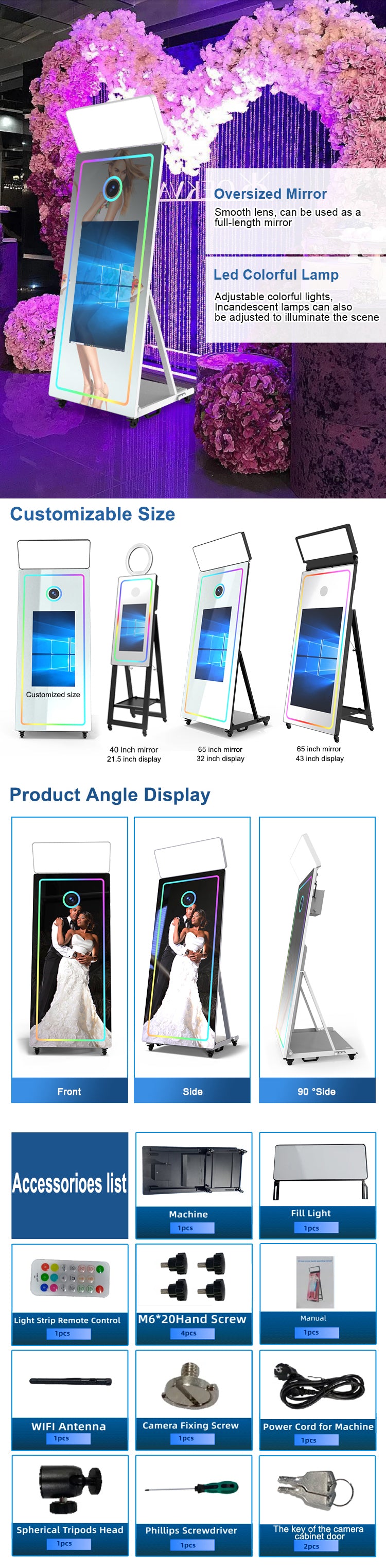 Magic Mirror Photo Booth with Camera, Flash & Printer