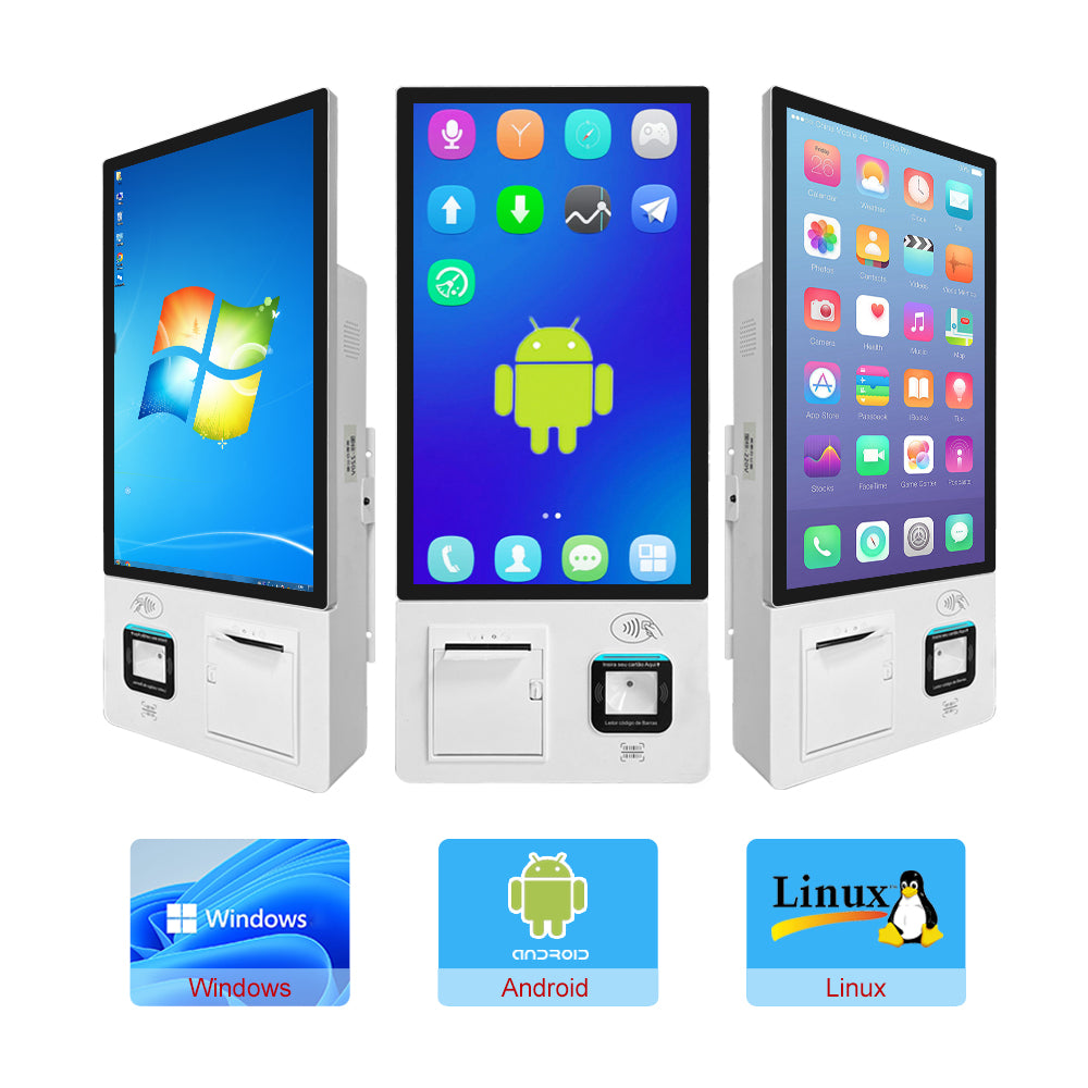 21.5" Wall-Mounted Self-Service Kiosk with Card Reader & Thermal Printer