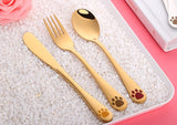 Kitty Paw Stainless Steel Cutlery Set — 3-Piece