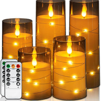Flameless LED Pillar Candles with Embedded Fairy Lights — Remote &amp; Timer image preview