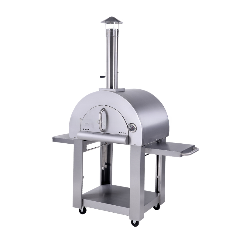 Freestanding Outdoor Wood-Fired Pizza Oven — Stainless Steel, 31"