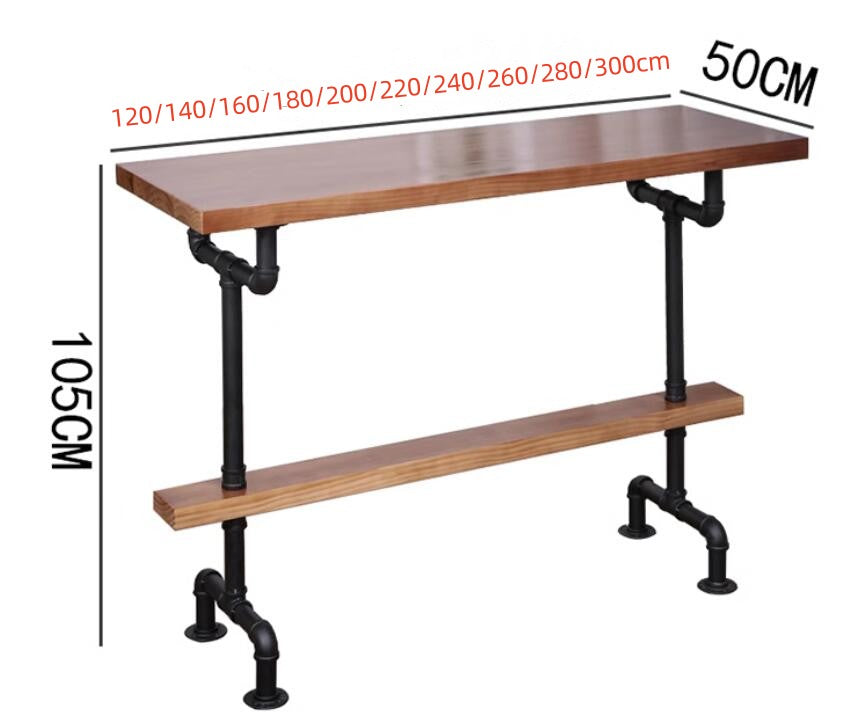 Industrial Water-Pipe Bar Table — Metal Frame