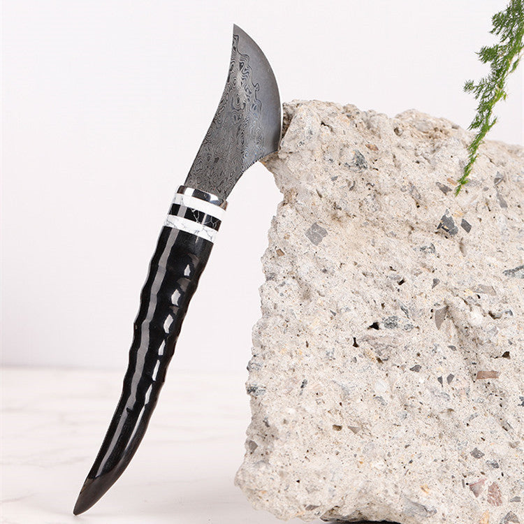 Sheep Horn Incense Knife with Ebony & Wood Handle