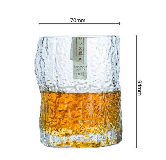 Japanese Whiskey Glass with Wood Texture — Lead-Free Crystal