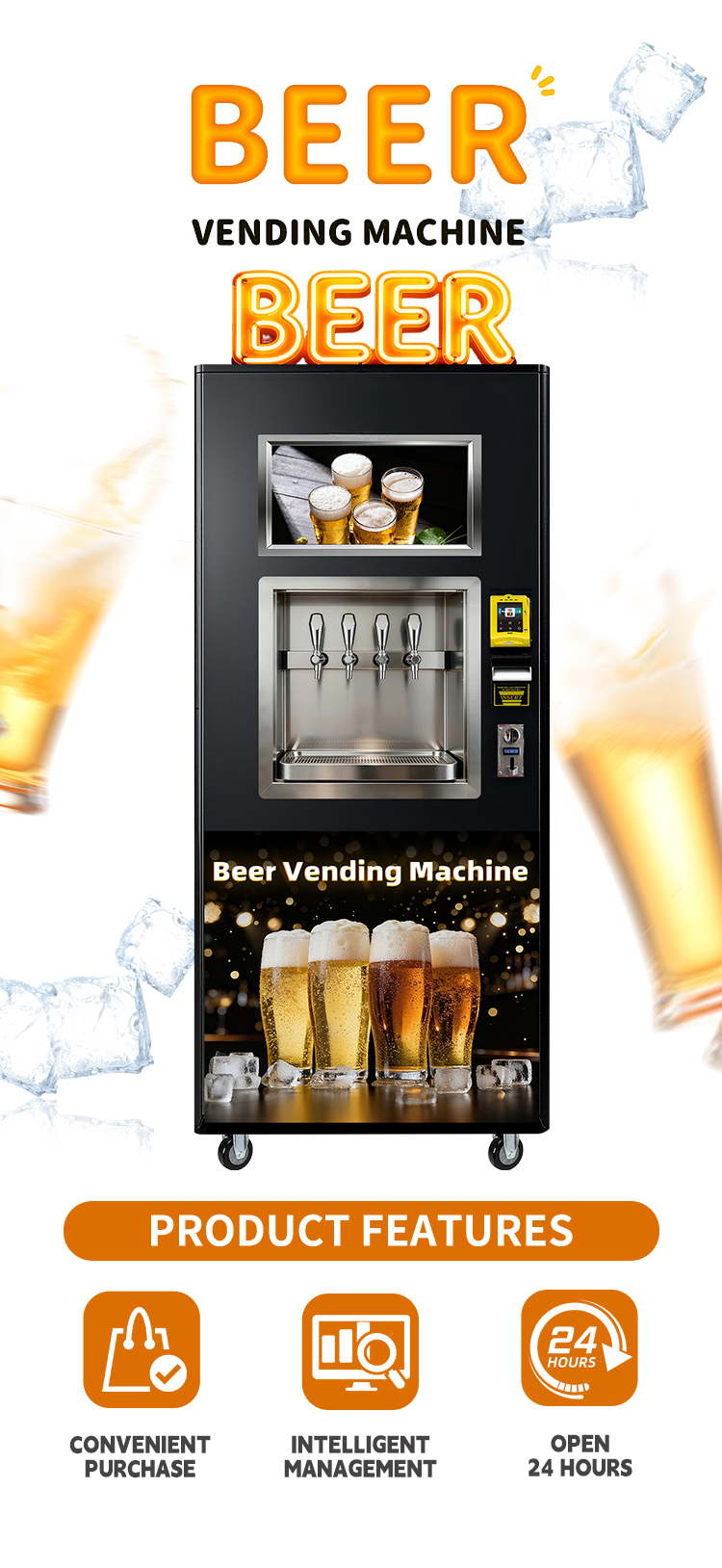 Self-Service Beer & Drink Vending Machine — 21.5" Touchscreen